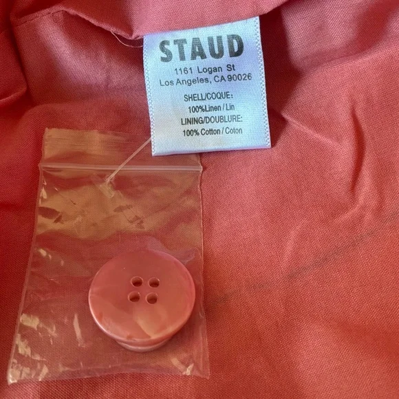 New Staud Blazer Maxwell Linen Blazer in Rosebud Size Medium - Picture 7 of 9